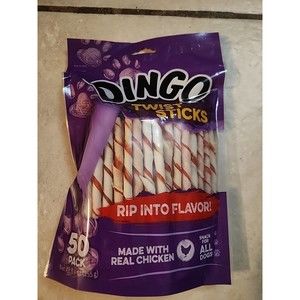 Twist Sticks Rawhide Chews, Made With Real Chicken, 50 Count - Made in USA